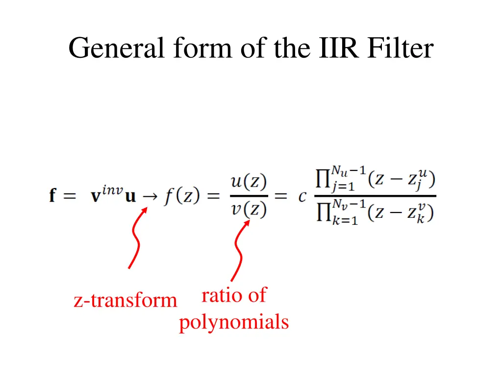 general form of the iir filter 1