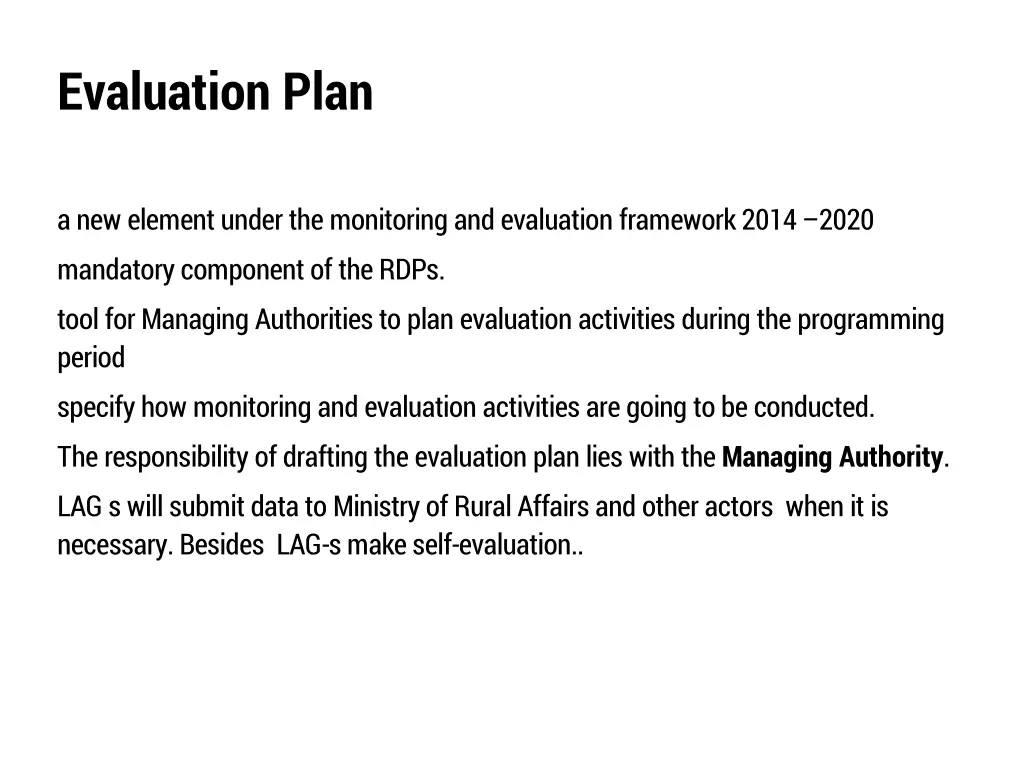 evaluation plan