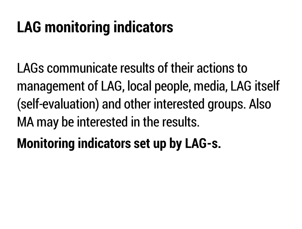 lag monitoring indicators