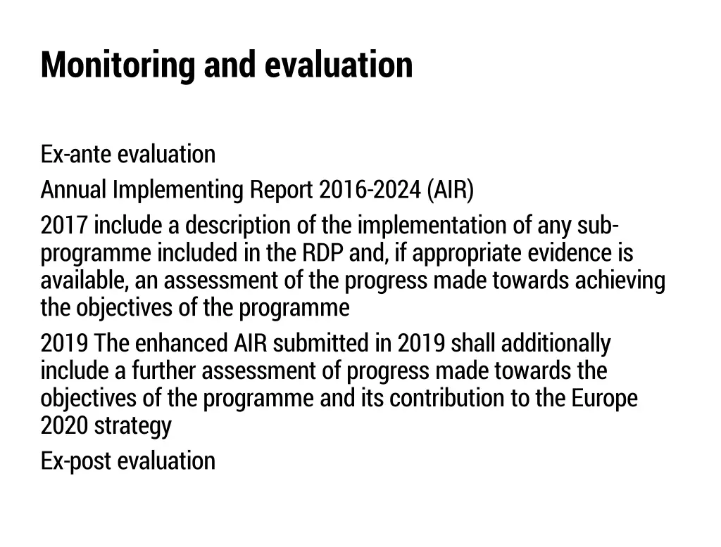 monitoring and evaluation