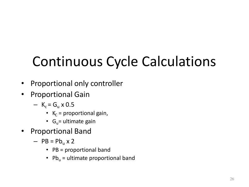 continuous cycle calculations