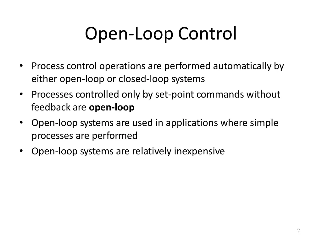 open loop control