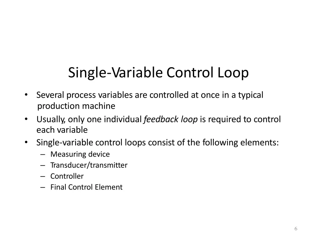 single variable control loop