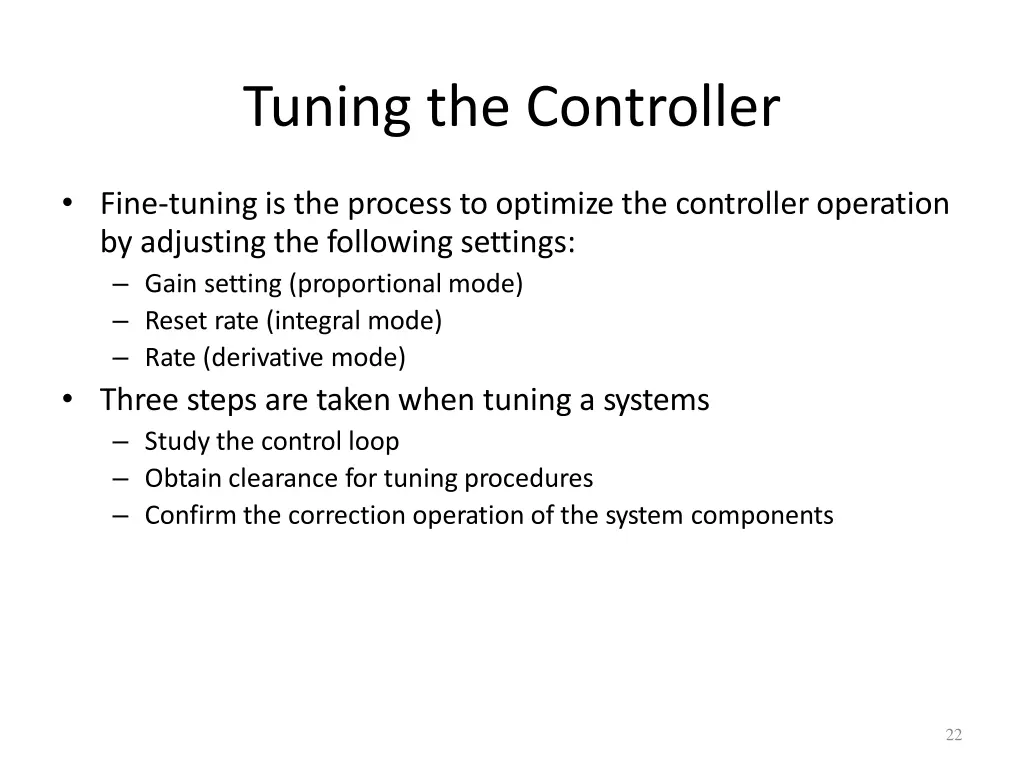 tuning the controller