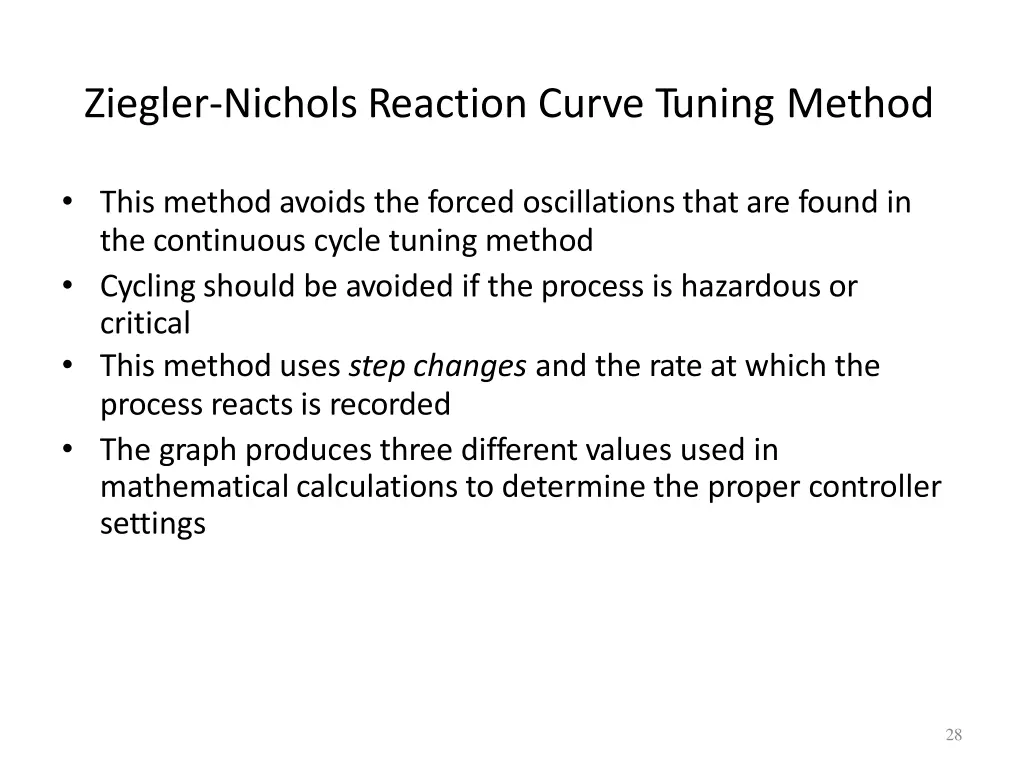 ziegler nichols reaction curve tuning method