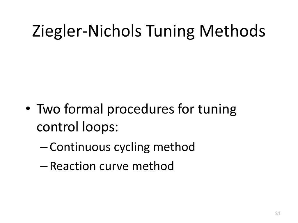 ziegler nichols tuning methods