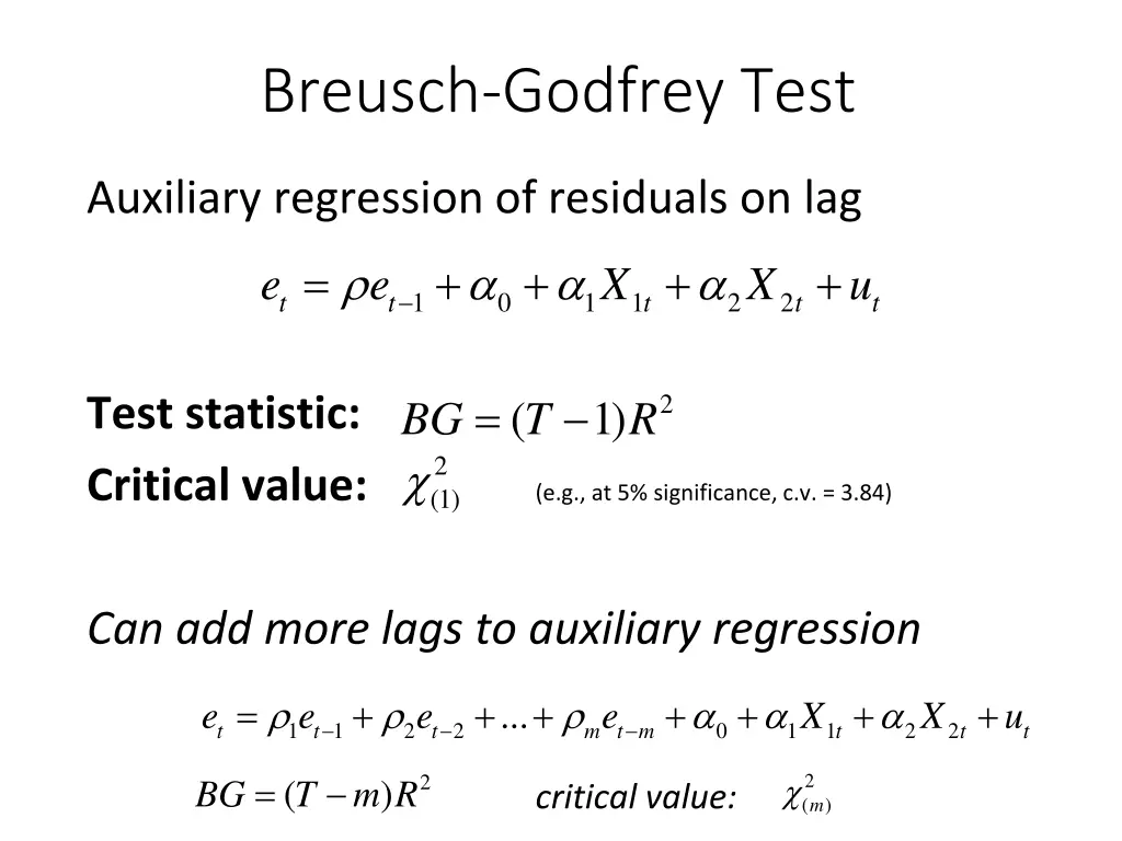 breusch godfrey test