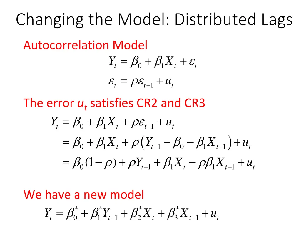 changing the model distributed lags