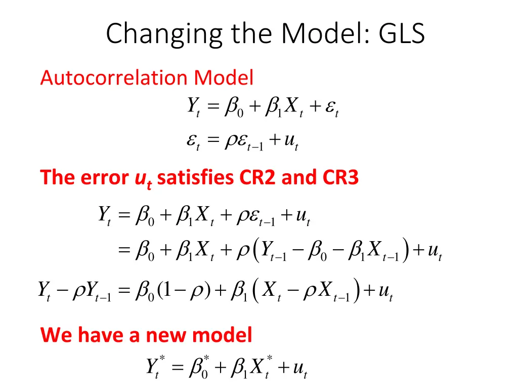 changing the model gls