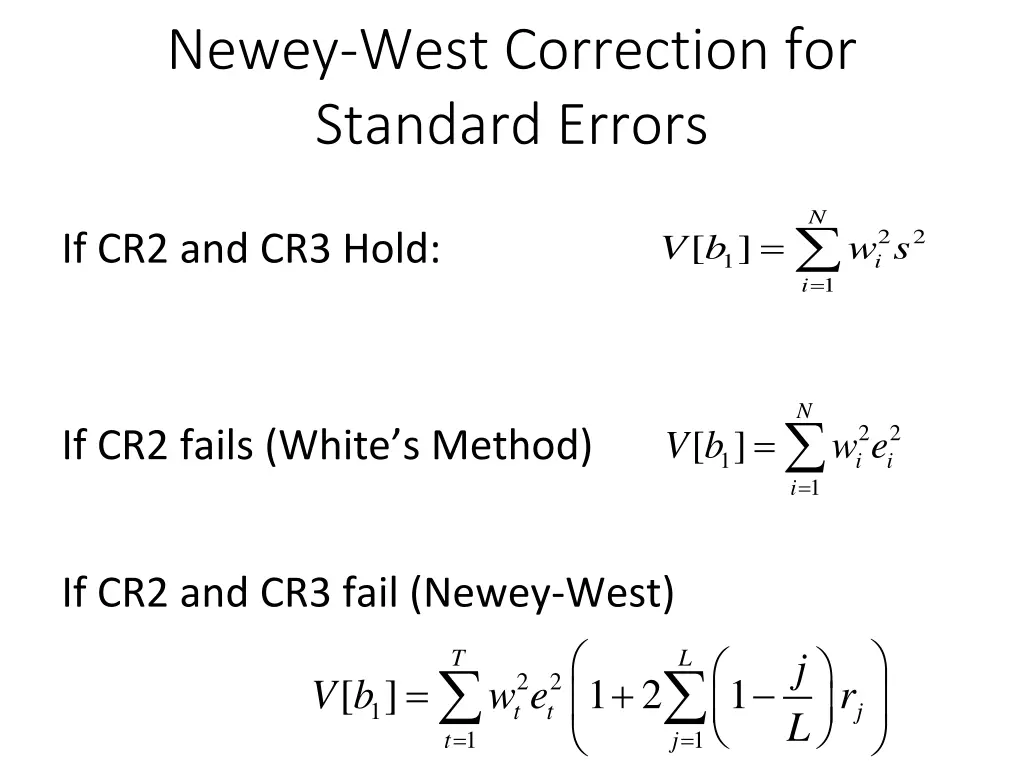 newey west correction for standard errors