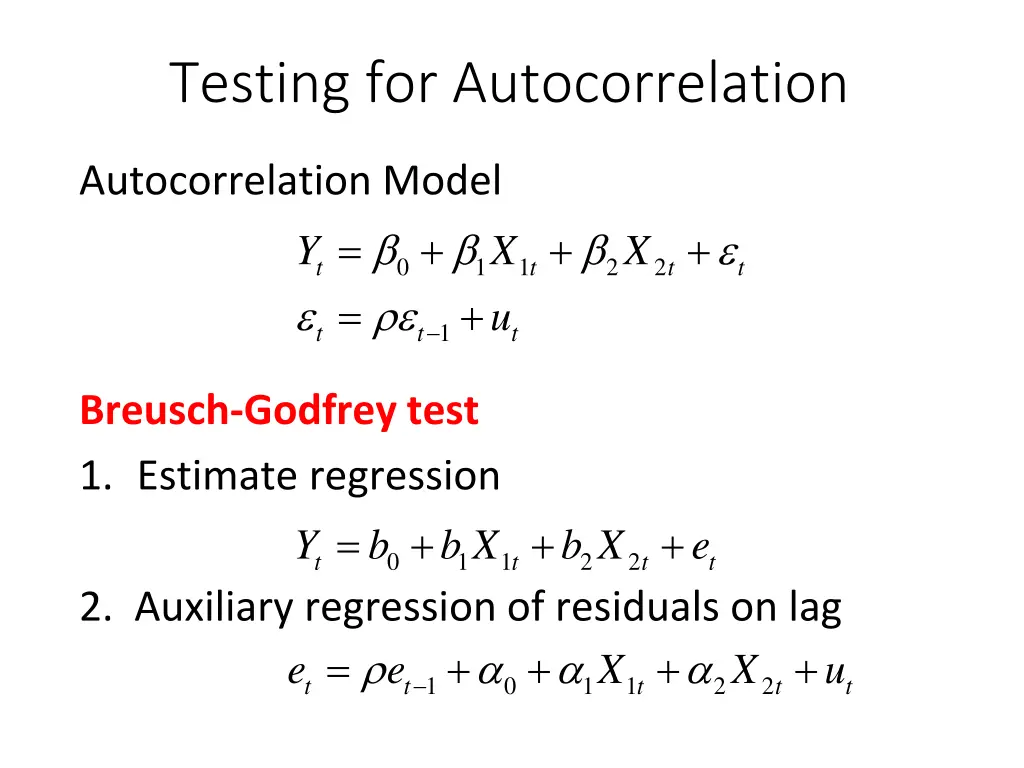 testing for autocorrelation