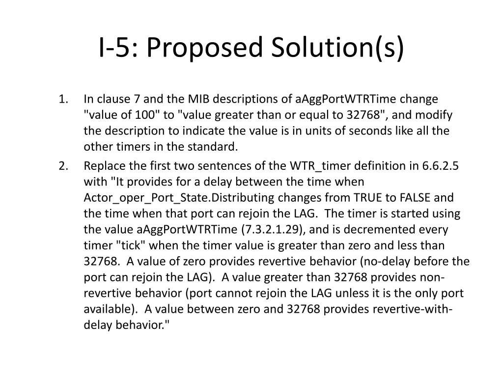 i 5 proposed solution s