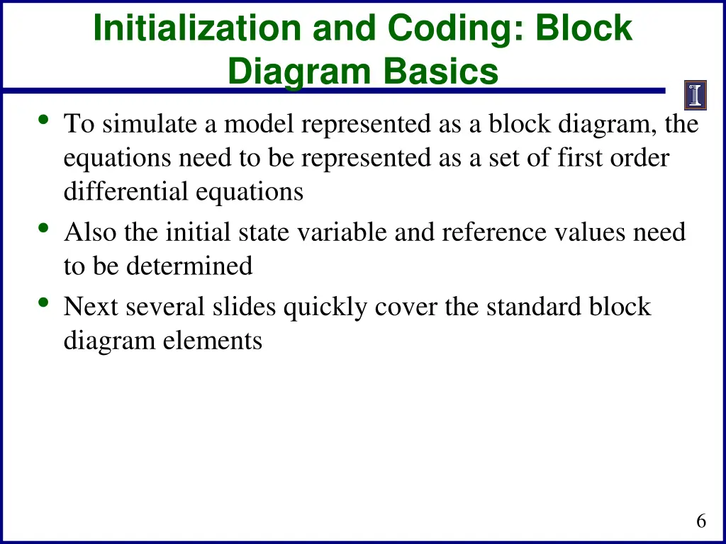 initialization and coding block diagram basics