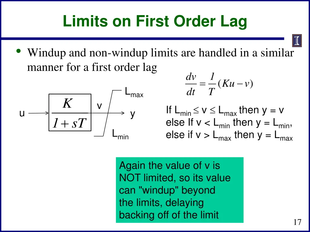 limits on first order lag