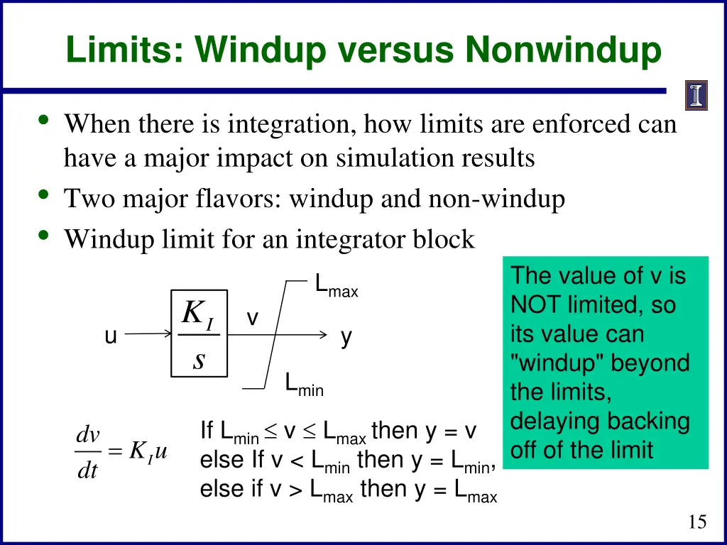 limits windup versus nonwindup