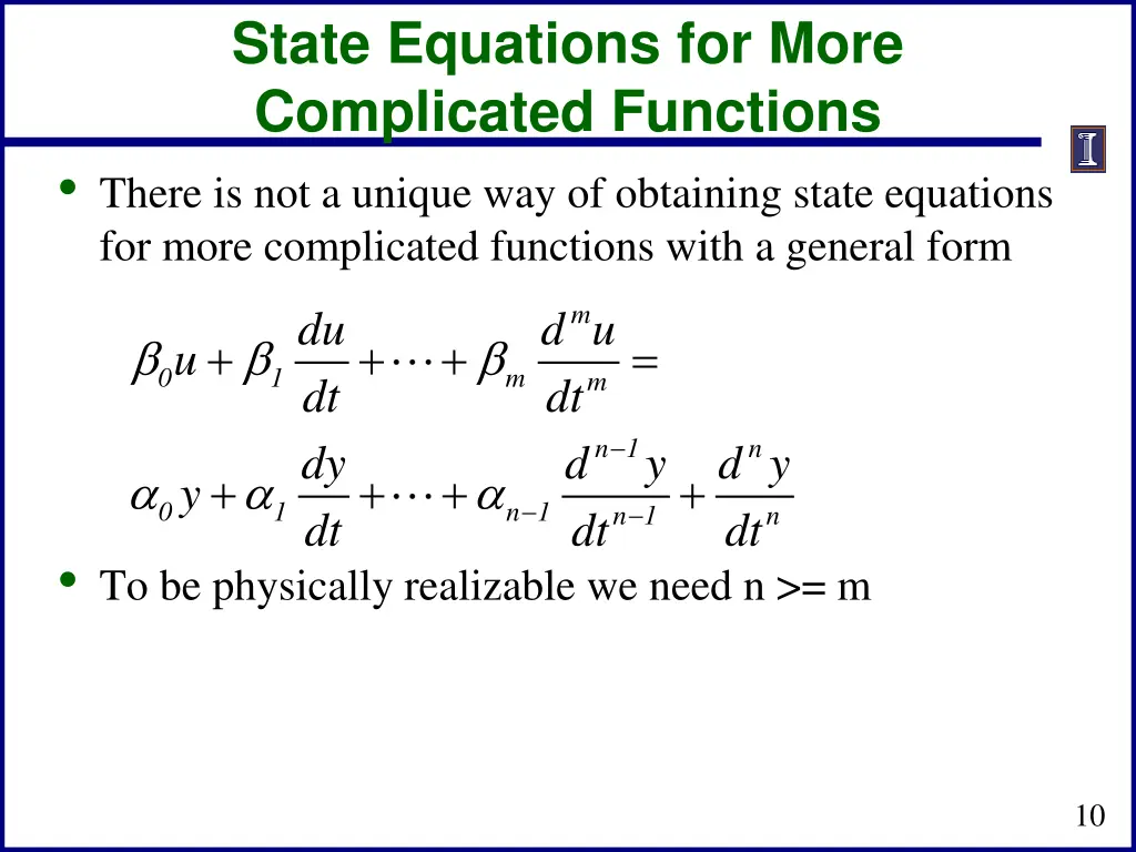 state equations for more complicated functions