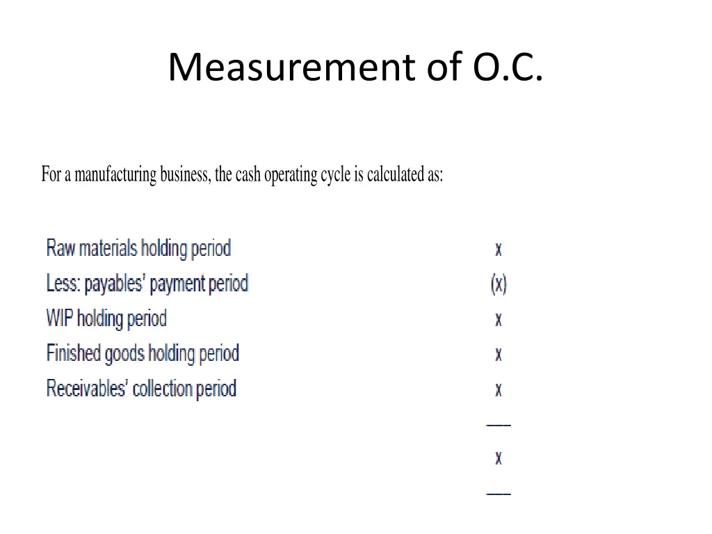 measurement of o c