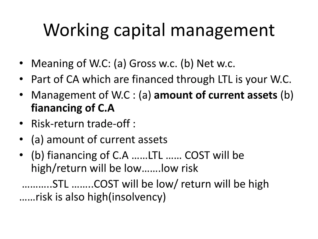 working capital management 1