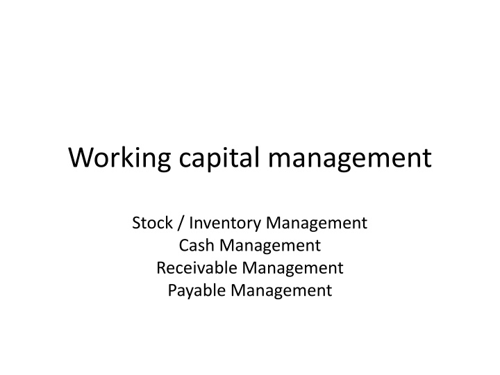 working capital management