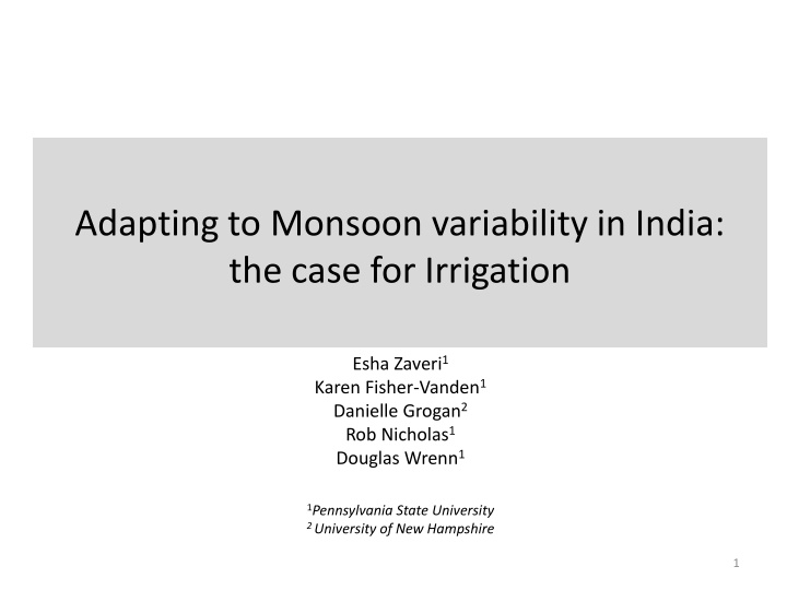 adapting to monsoon variability in india the case