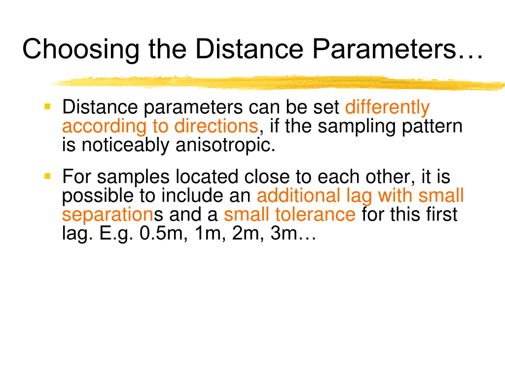 choosing the distance parameters 1