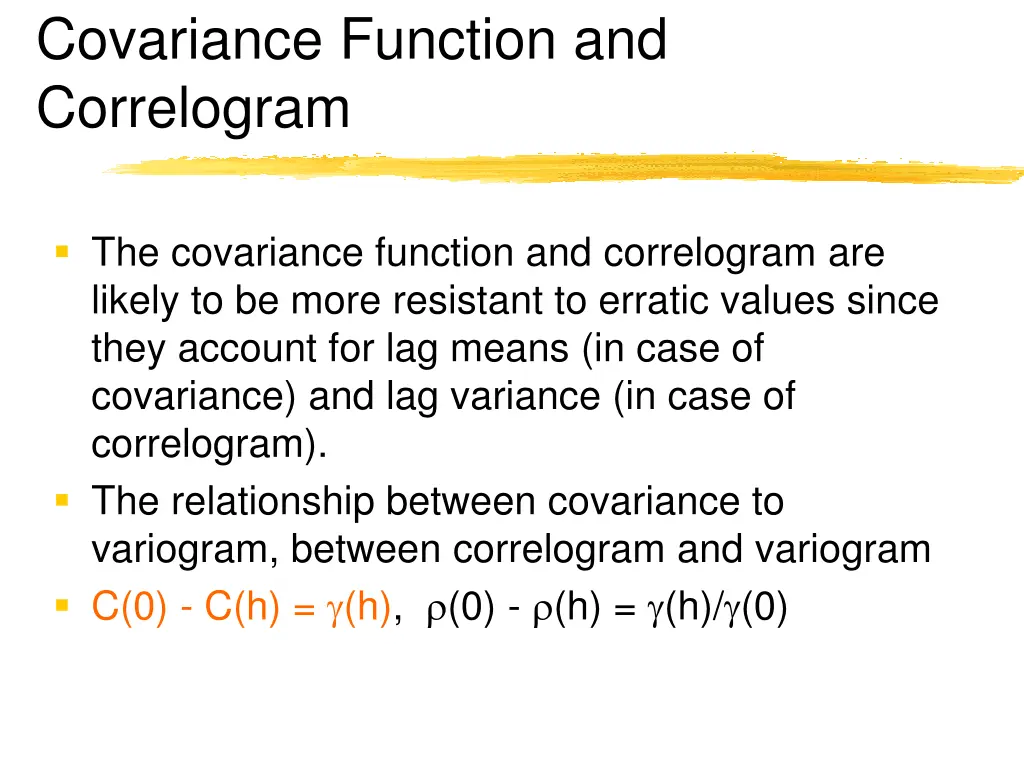 covariance function and correlogram