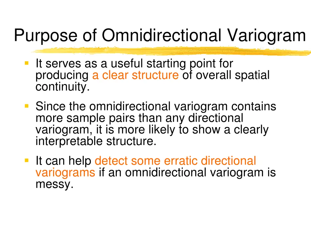 purpose of omnidirectional variogram