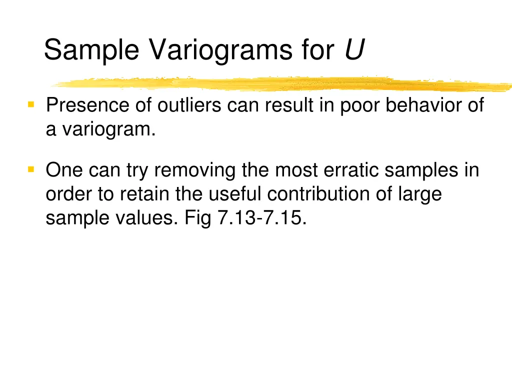 sample variograms for u 1