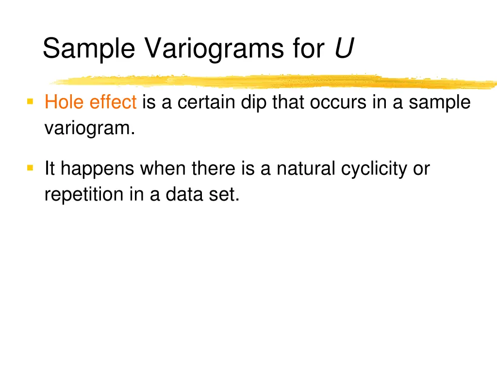 sample variograms for u