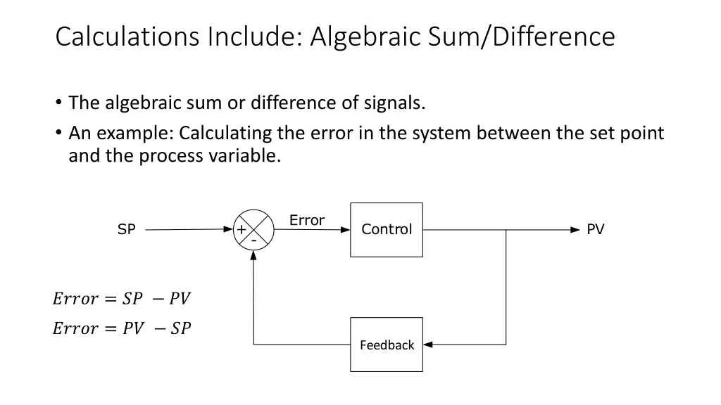 calculations include algebraic sum difference