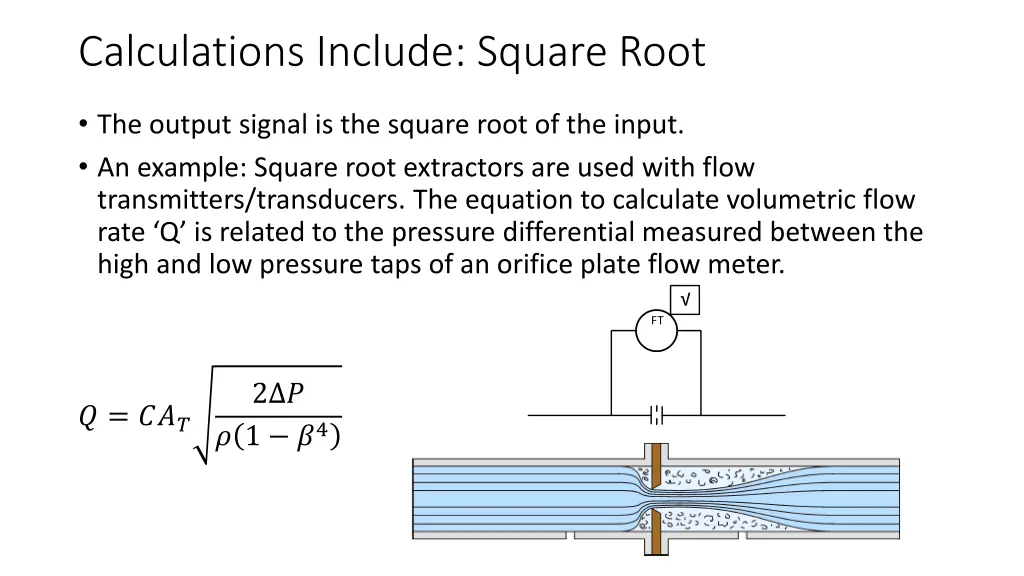 calculations include square root