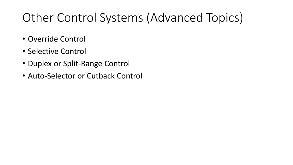 other control systems advanced topics