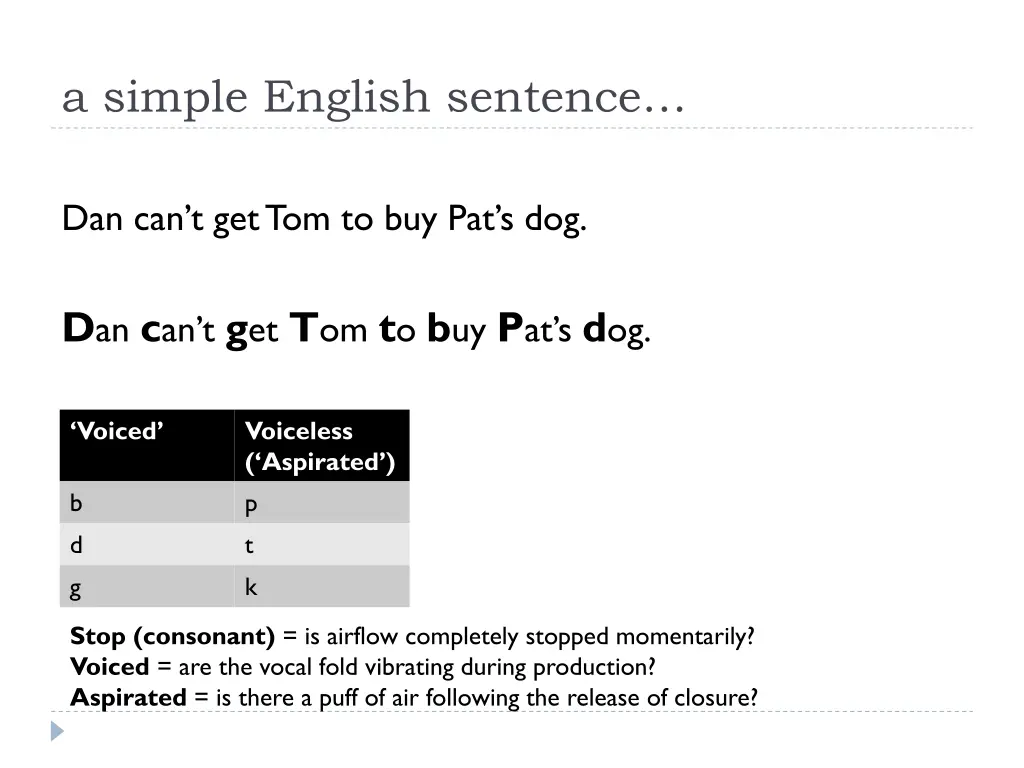 a simple english sentence