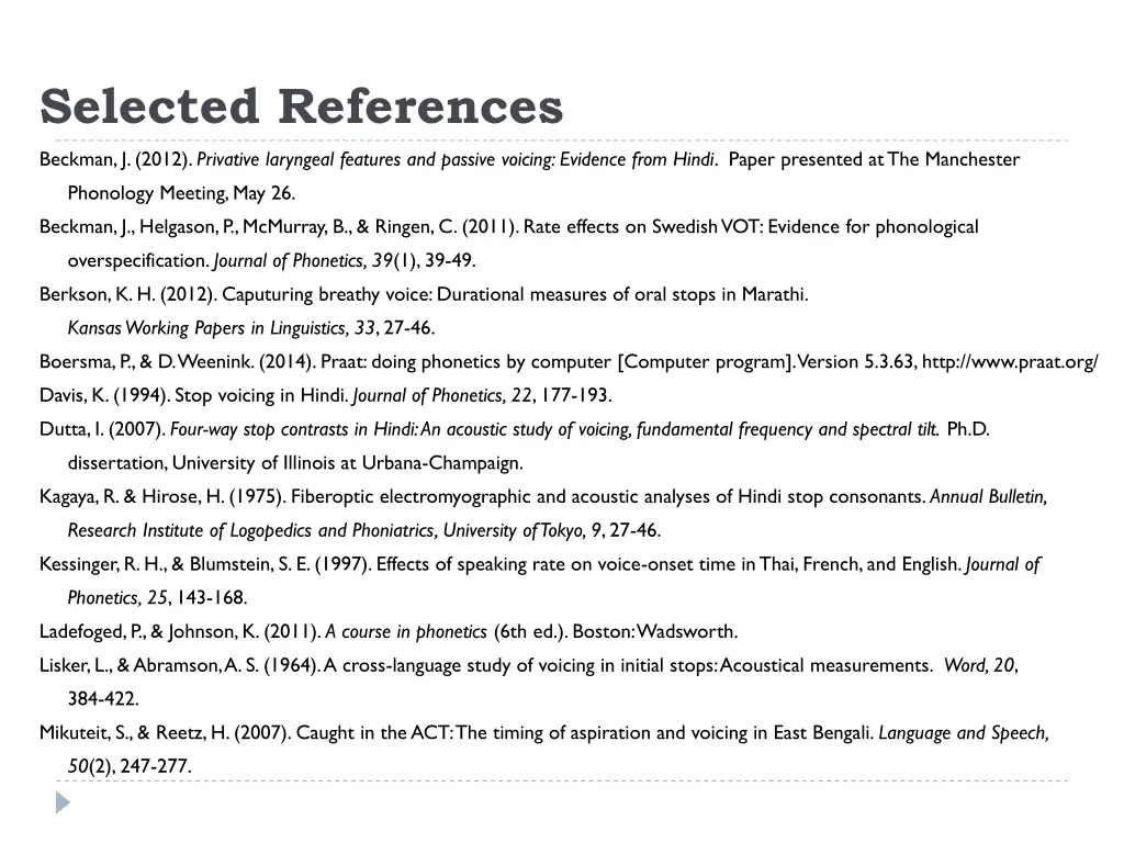 selected references