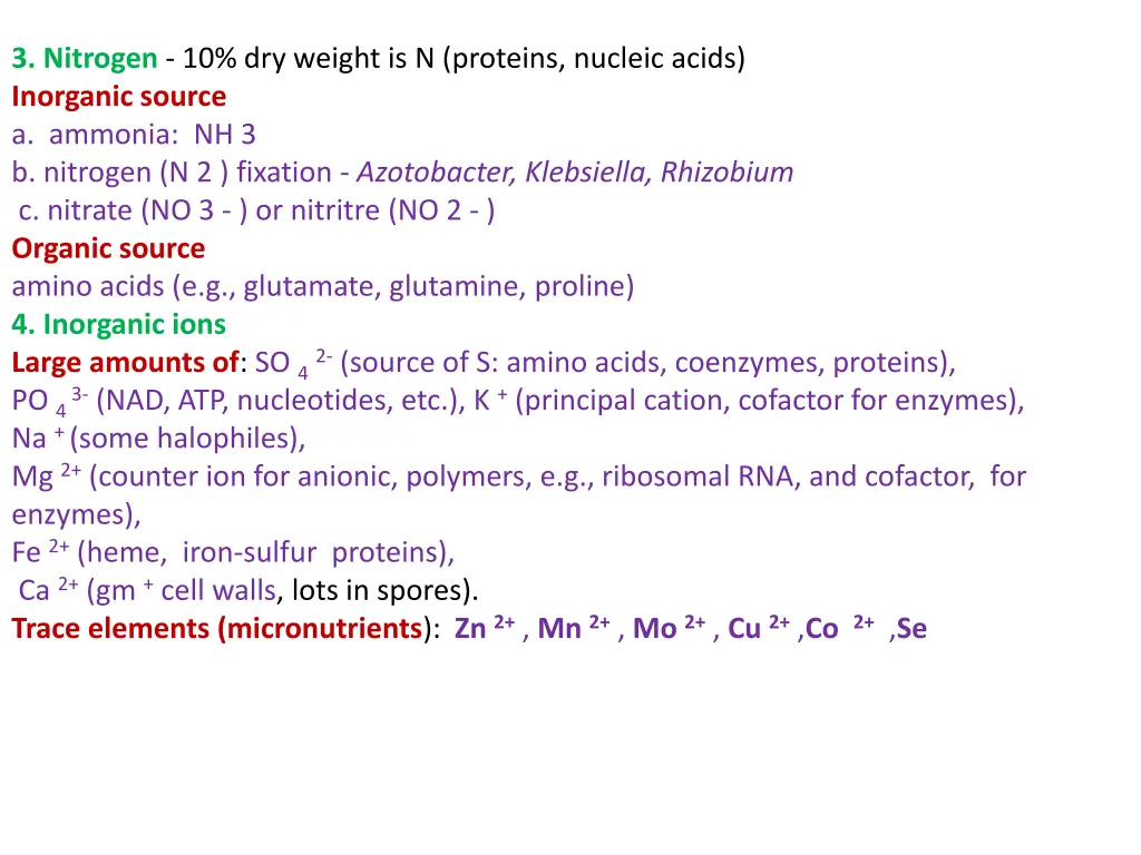 3 nitrogen 10 dry weight is n proteins nucleic