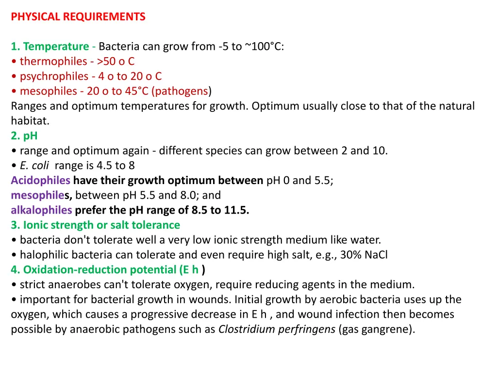 physical requirements