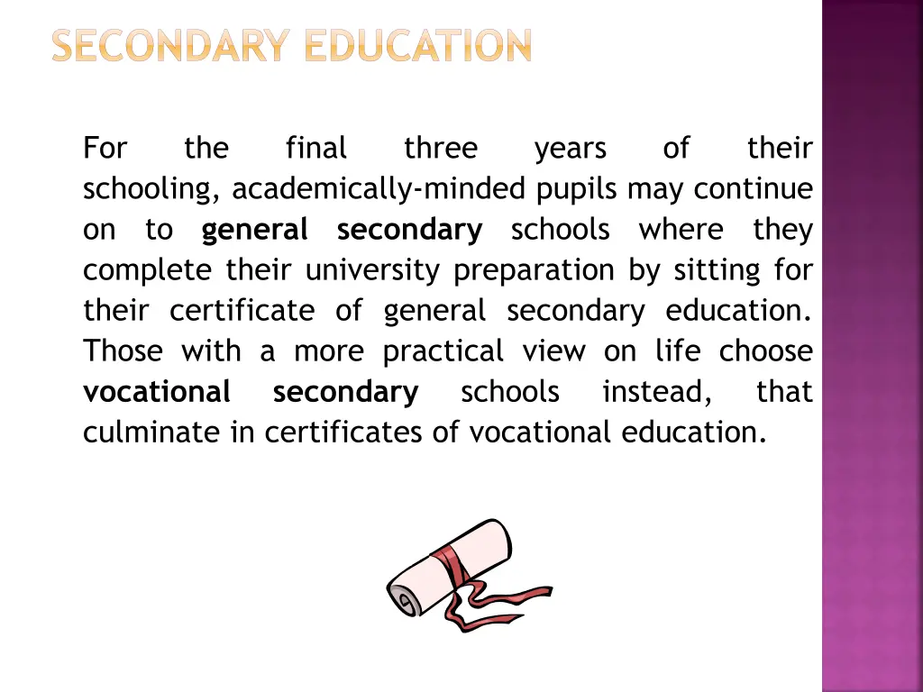 secondary education