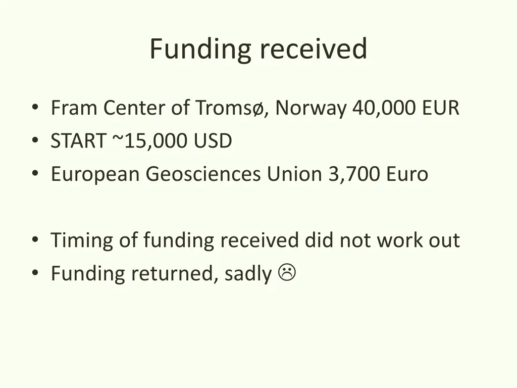 funding received