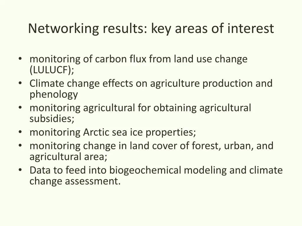 networking results key areas of interest