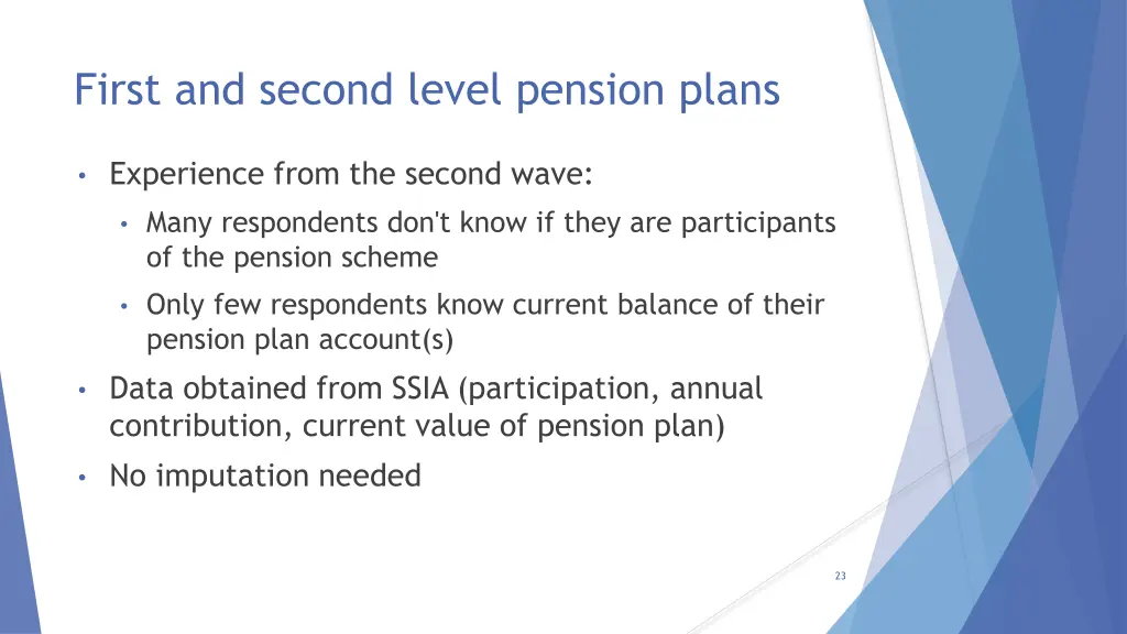 first and second level pension plans