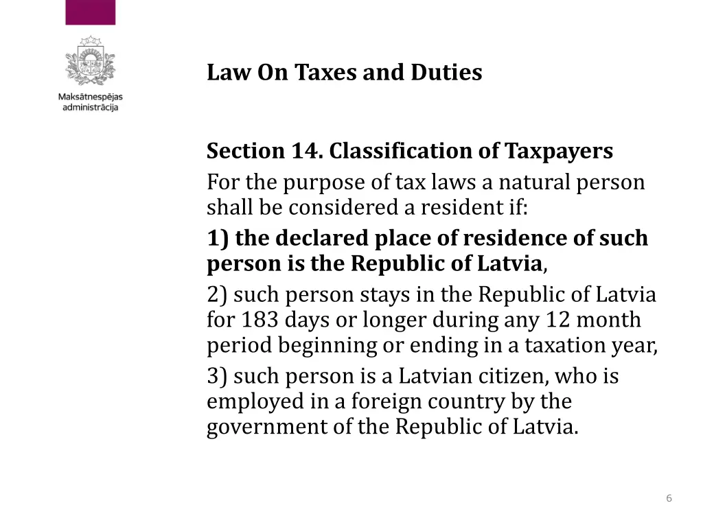 law on taxes and duties