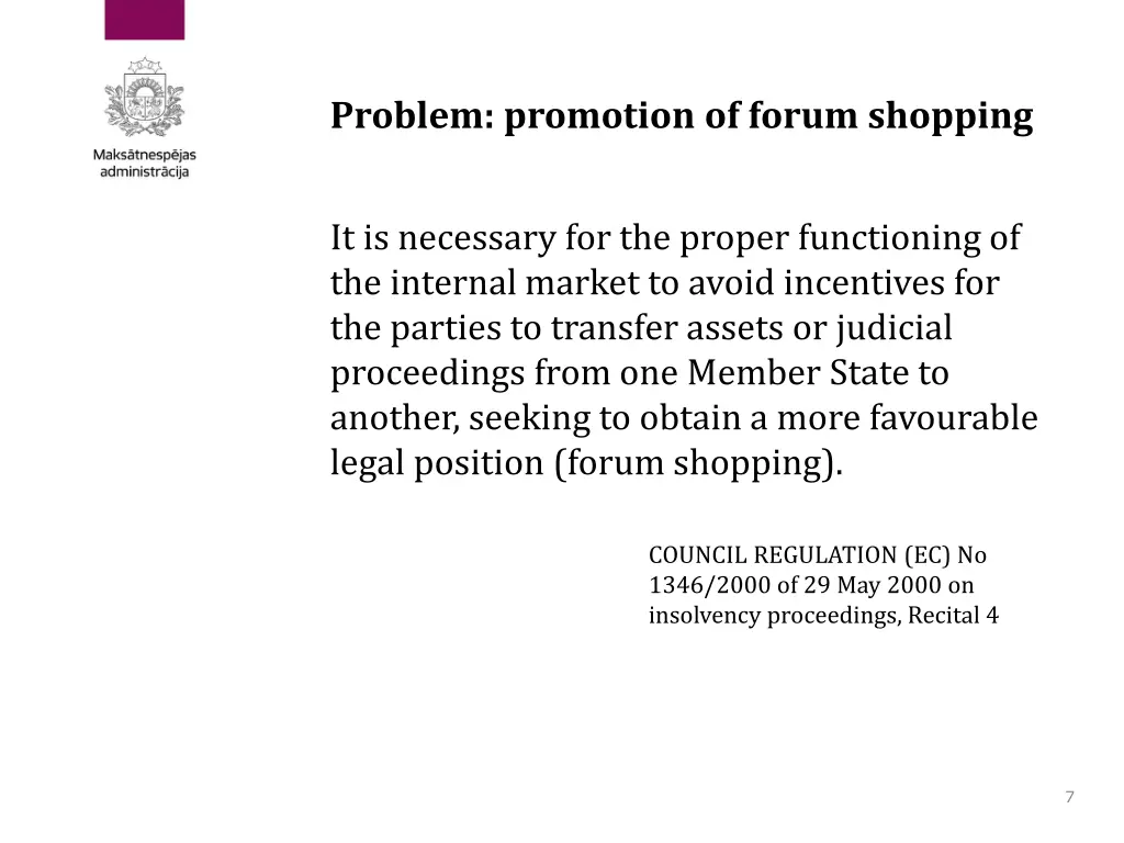 problem promotion of forum shopping