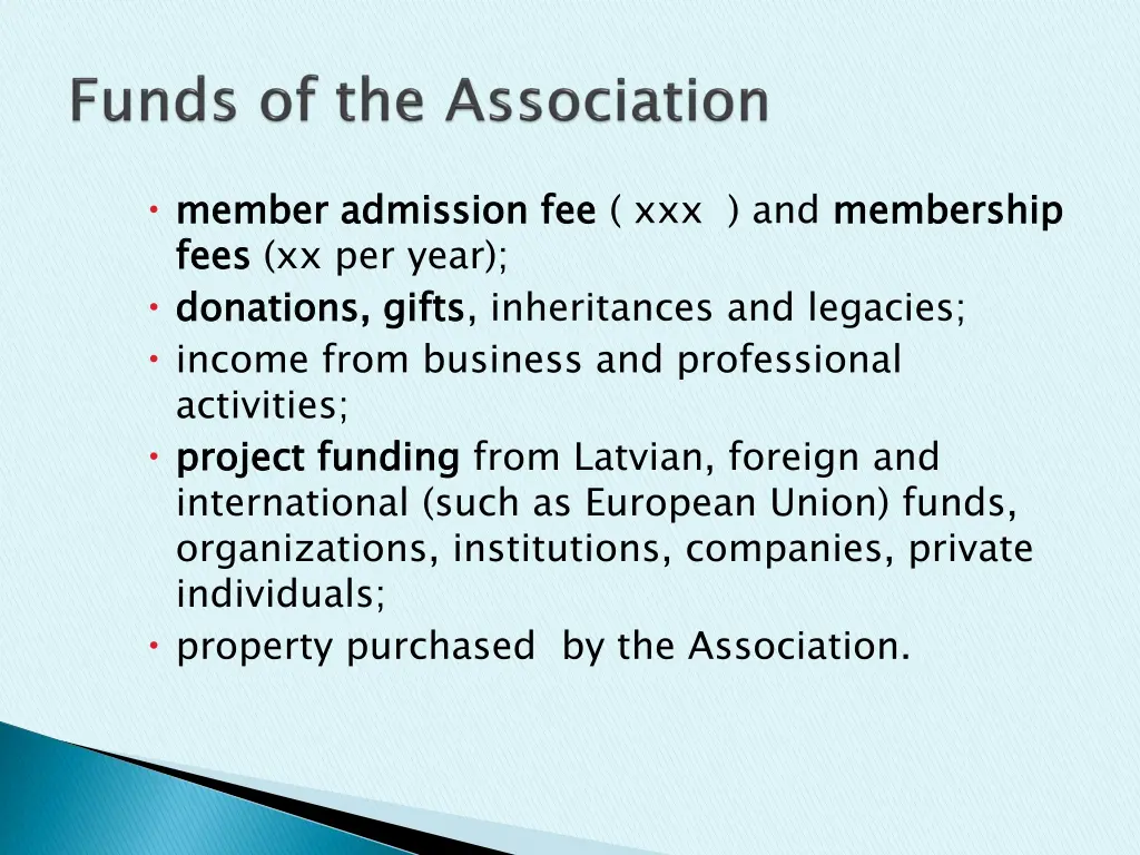 member admission fee fees donations gifts income