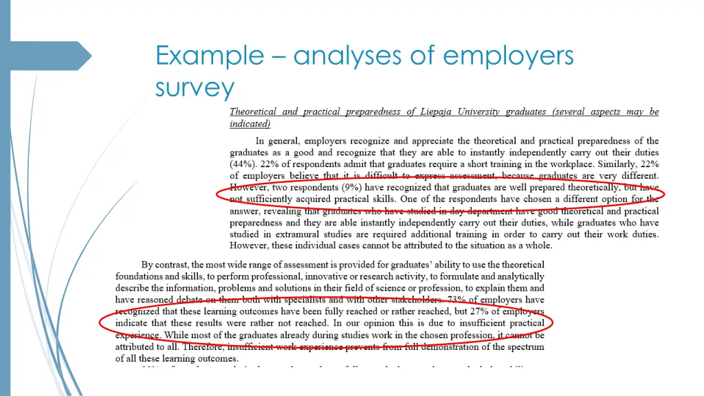 example analyses of employers survey