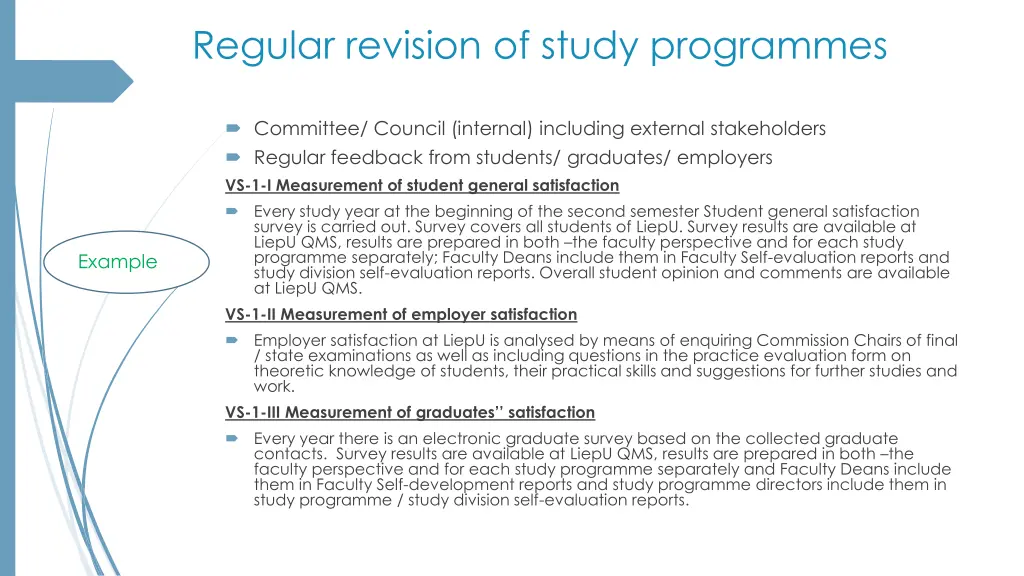 regular revision of study programmes