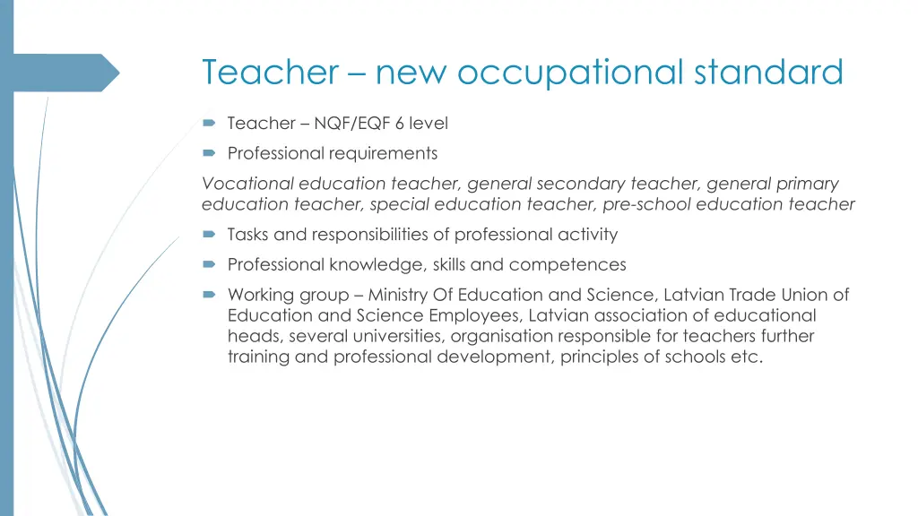 teacher new occupational standard