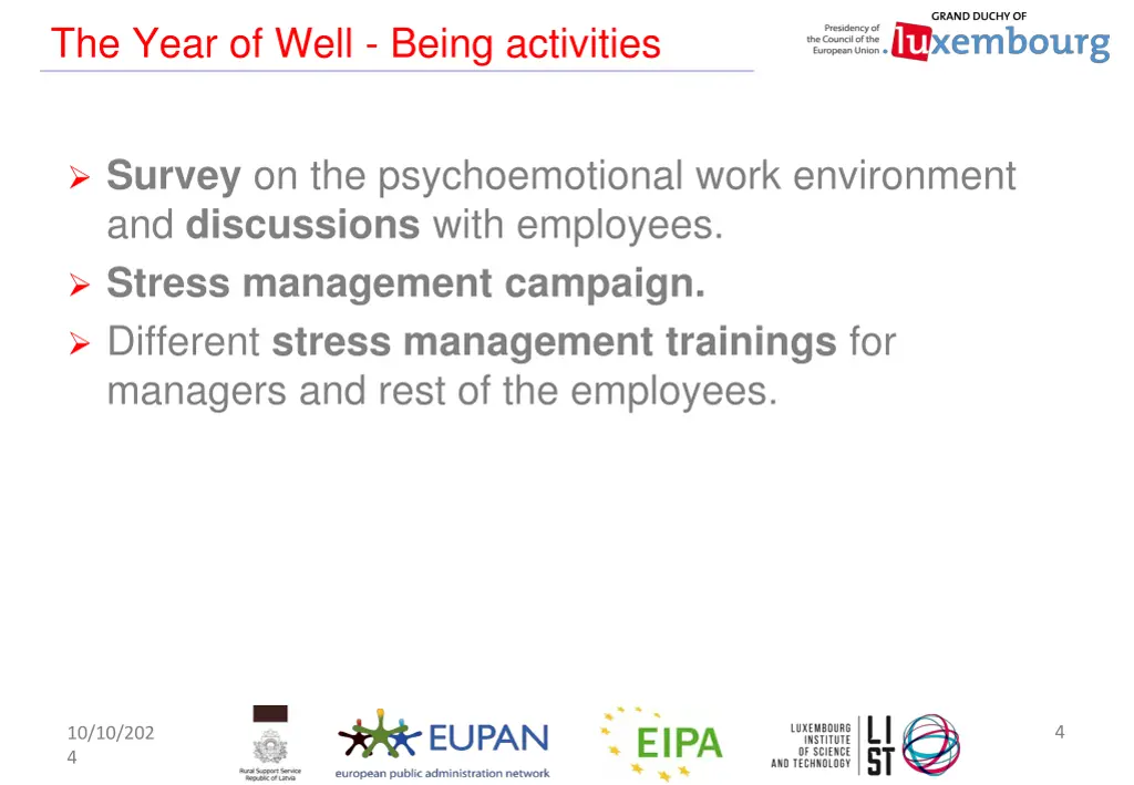 the year of well being activities