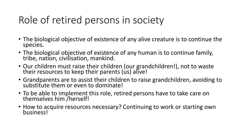 role of retired persons in society