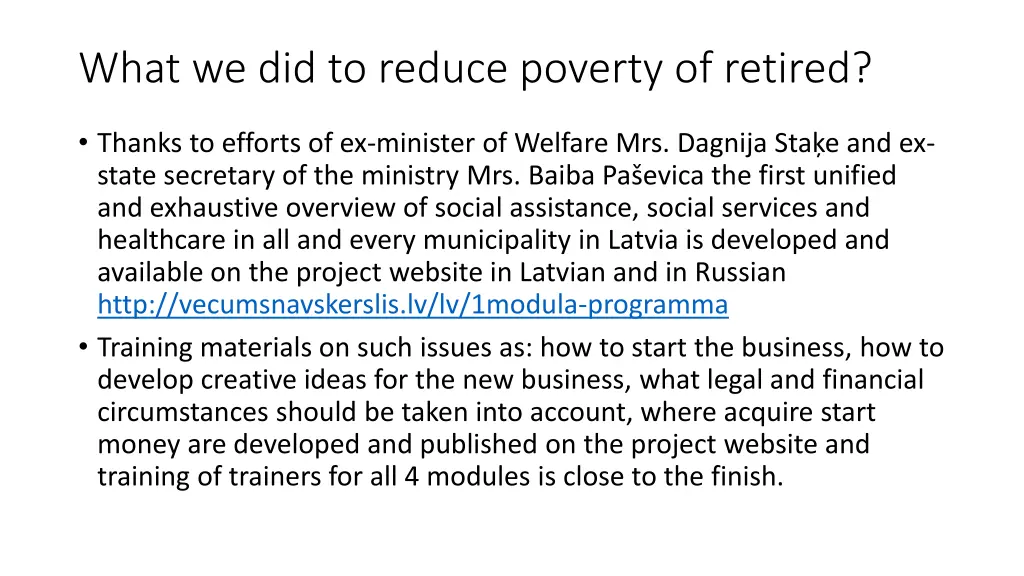 what we did to reduce poverty of retired