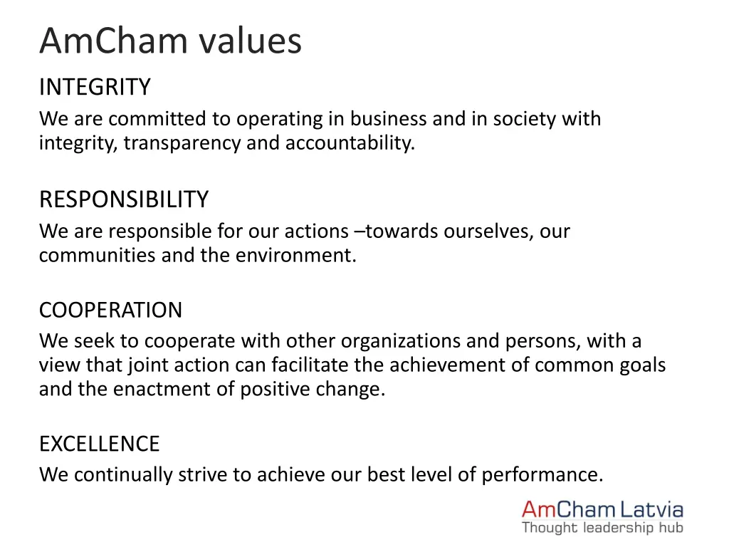 amcham values